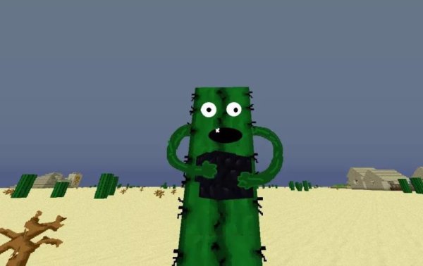 Пустыня в МАЙНКРАФТЕ фон с кактусом