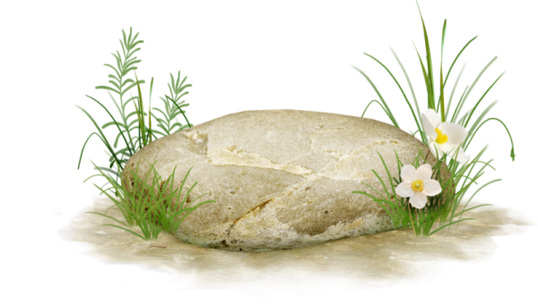 Мультяшный камень с травой
