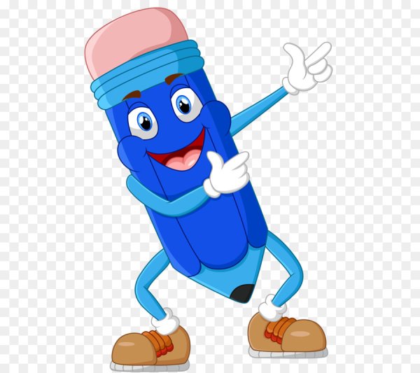 Веселый карандаш на прозрачном фоне