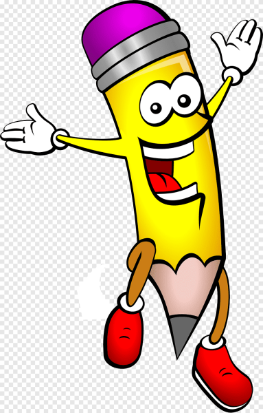 Веселый карандаш на прозрачном фоне