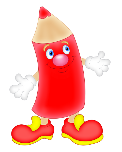 Веселый карандаш на прозрачном фоне