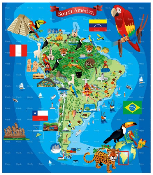 Южная Америка карта для детей
