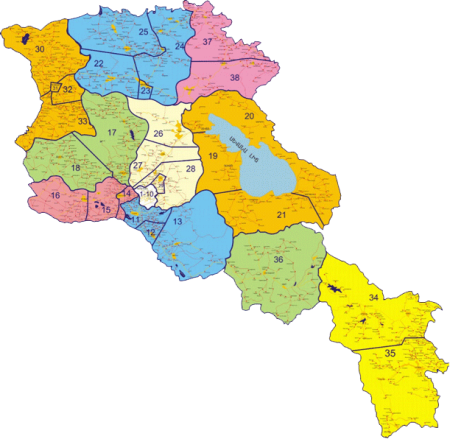 Քարտեզ для Армении