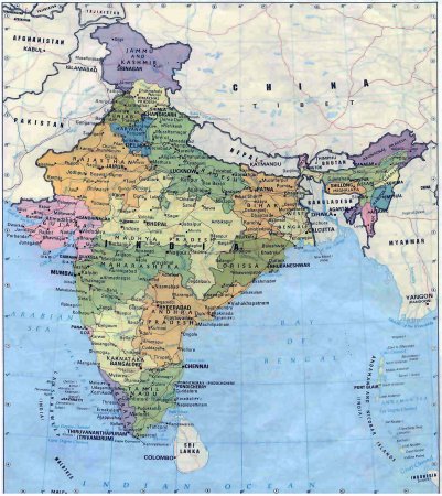 Индия 1970 карта