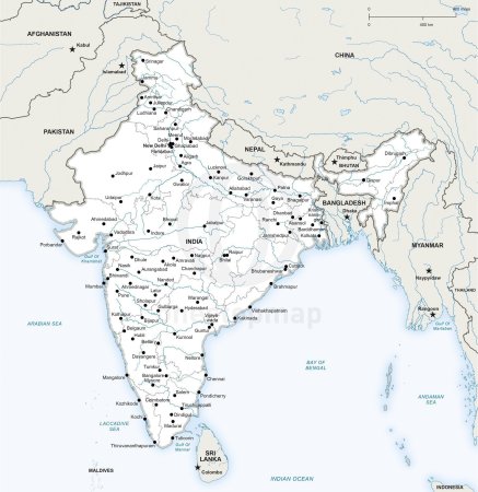 Blank political Map of India