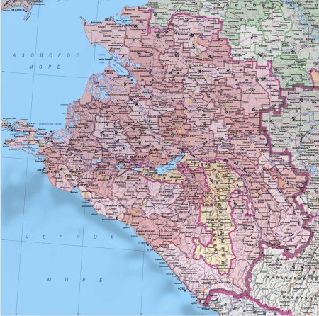 Карта Краснодарского края подробная