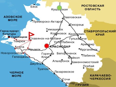 Карта Кубани Краснодарского края