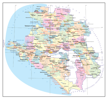 Карта Краснодарского края с районами