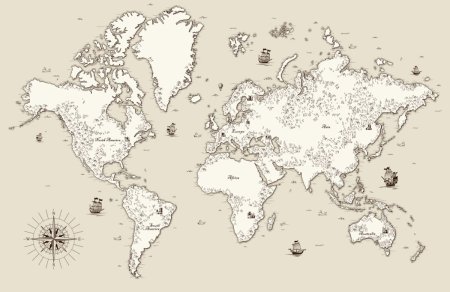 Старинная карта контур