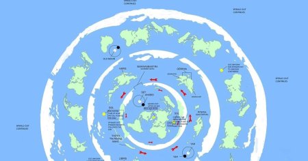 Карта плоской земли за Антарктидой