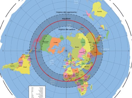 Карта мира плоской земли со странами