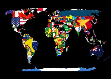 Карта земли с флагами