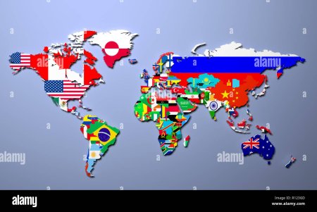 Карта мира с флагами государств