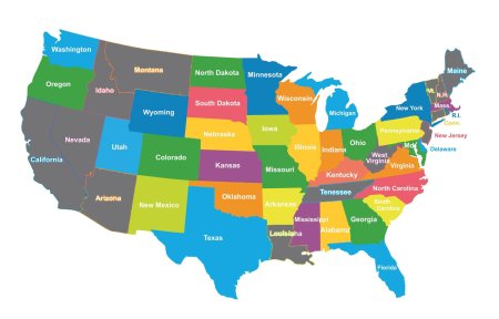 Карта США со Штатами вектор