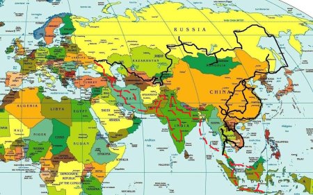 Политическая карта Евразии со странами