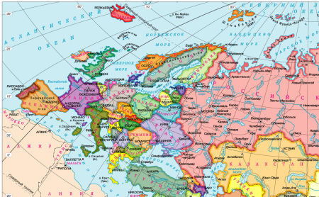 Карта Европы с границами стран