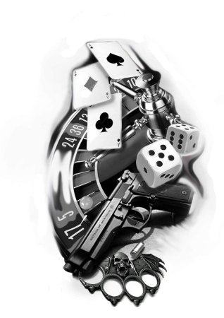 Тату карты деньги два ствола