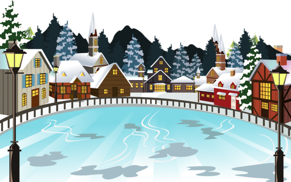 Зимний двор мультяшный