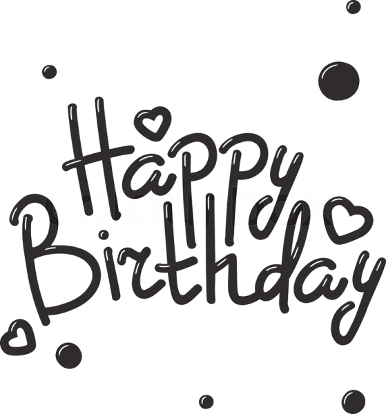 Happy Birthday надпись черно белая