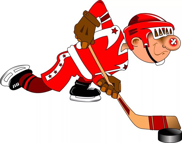 Хоккеист с клюшкой из мультика