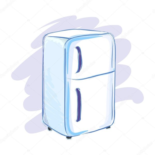 Нарисованный холодильник на прозрачном фоне