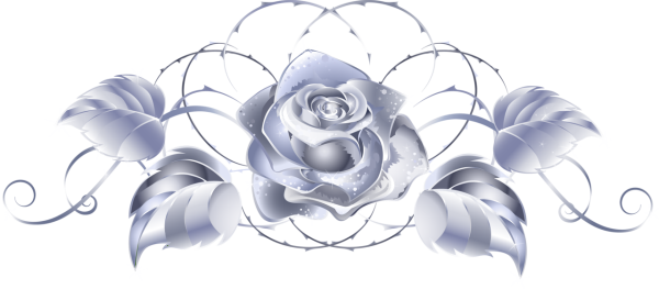 Серебряные цветы на прозрачном фоне