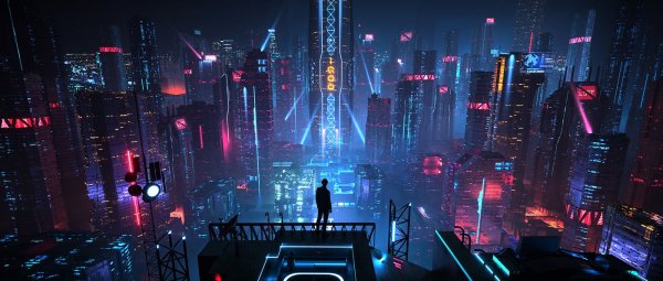 Cyberpunk Art City неон