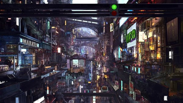 Башня Арасака киберпанк