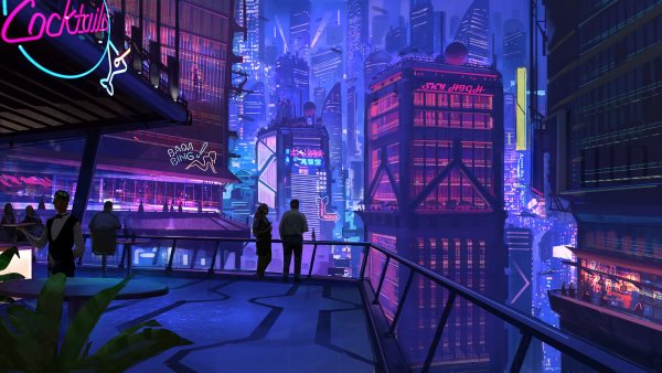 Cyberpunk Art City неон