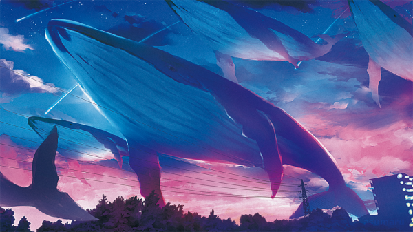 Кит в небе арт