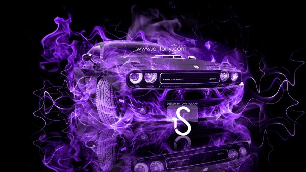 Огненный dodge Challenger с
