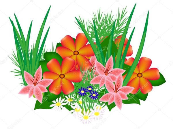 Цветы клумба мультяшные