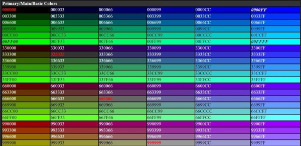 RGB коды цветов самп