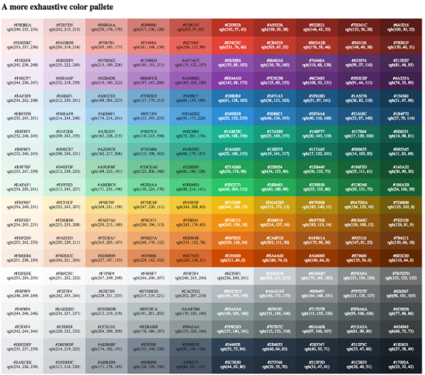 РГБ цвета таблица