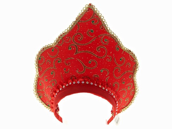 Кокошник для Снегурочки красный