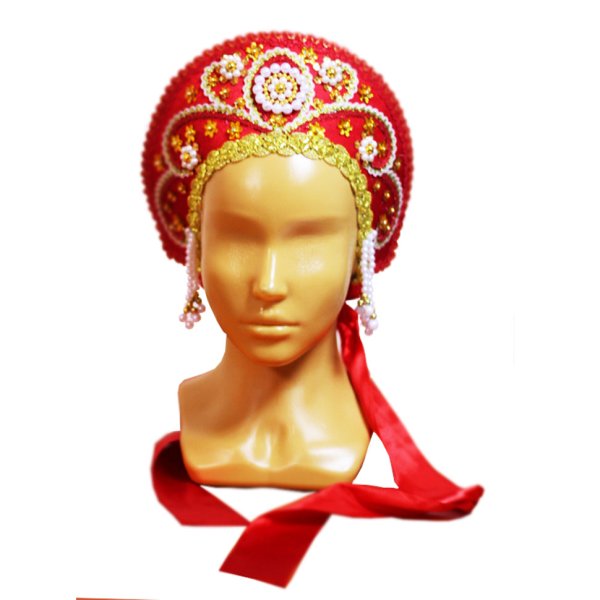 Кокошник «Яна» желтый-красный