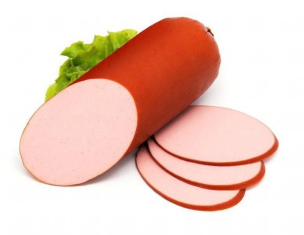 Колбаса на белом фоне