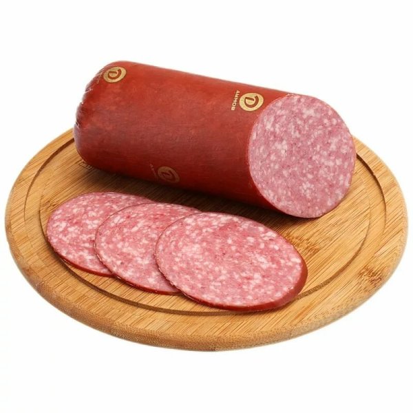 Колбаса на белом фоне