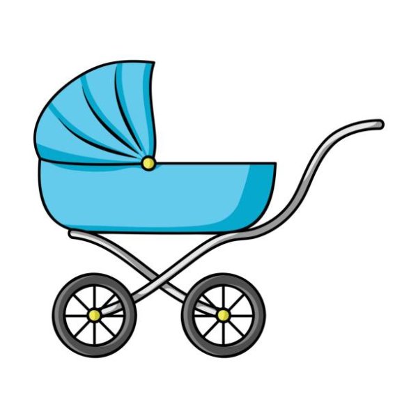 Детская коляска на белом фоне