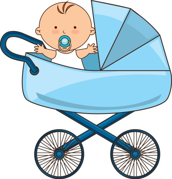 Малыш в коляске мультяшный