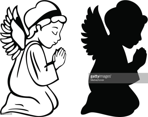 Ангелочек молится рисунок