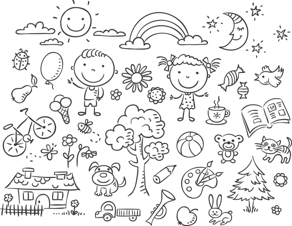 Детский фон черно белый