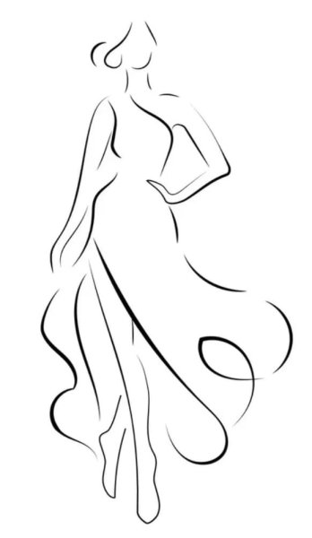 Девушка в платье контур