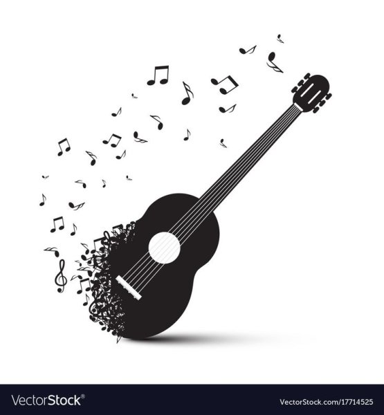 Гитара Ноты трафарет