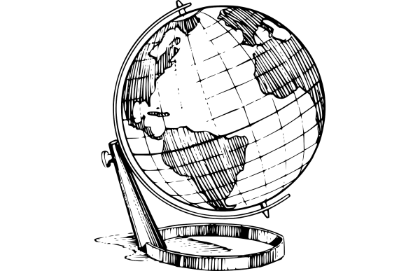 Рисунок глобуса контуры под старину