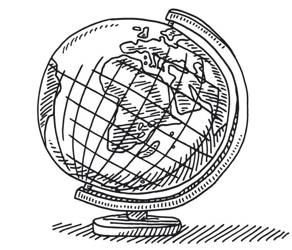 Глобус черно белый