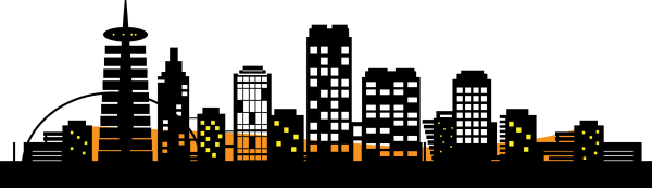 Силуэты домов ночного города