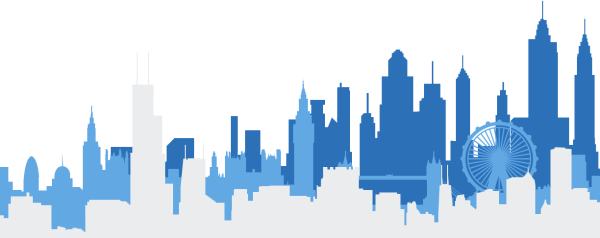 Силуэт города синий