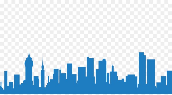 Очертания города в синем цвете