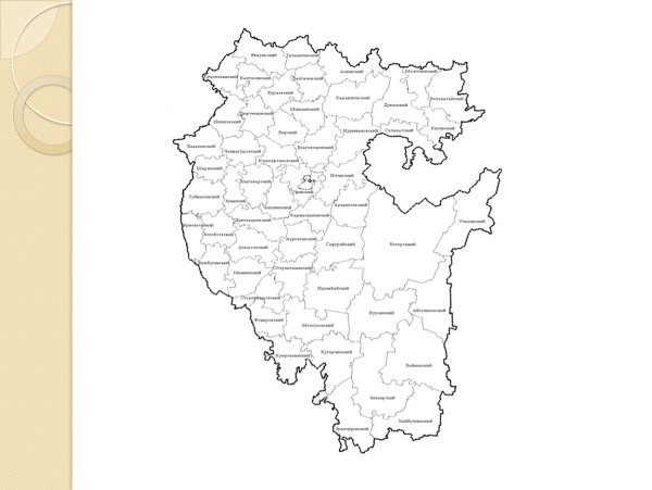 Карта Республики Башкортостан с городами
